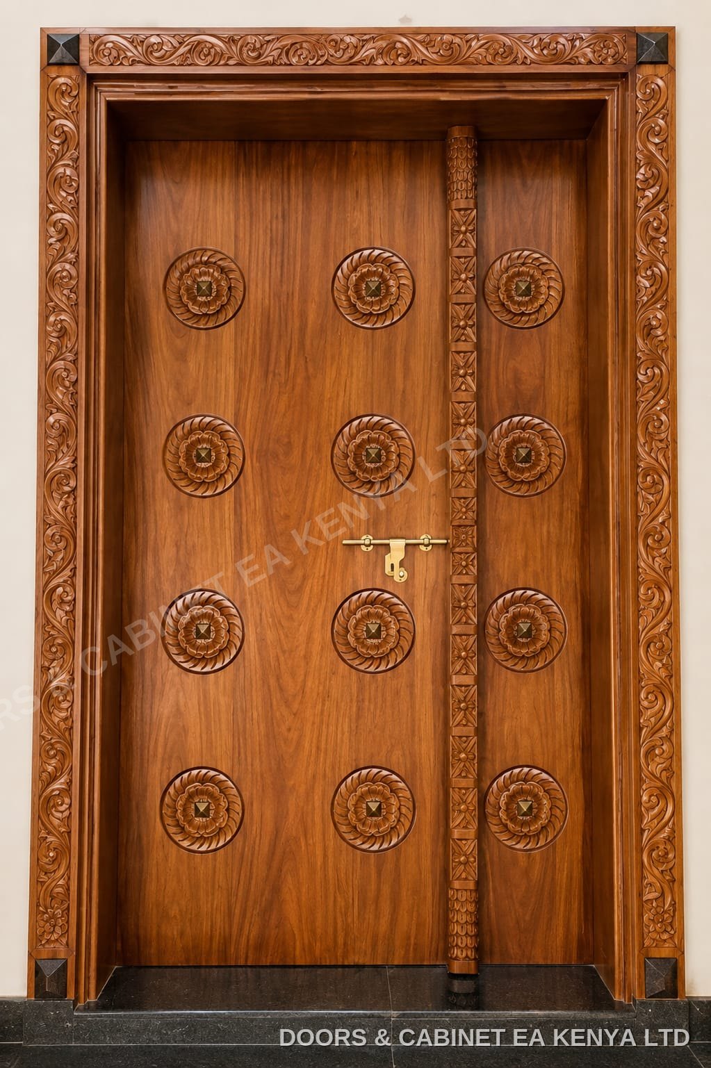 Rosette Carved Double Door — Doors